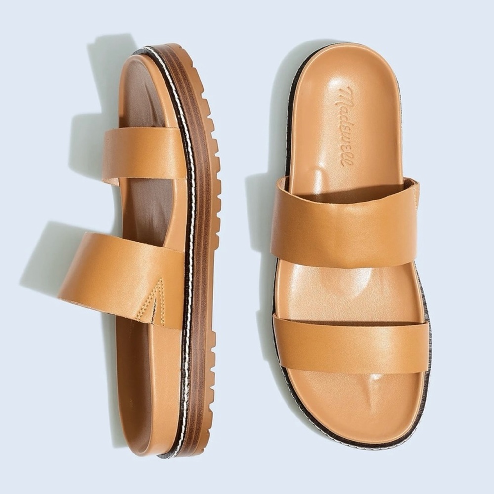 NWOT Madewell The Charley Double-Strap Slide Sandal Desert Camel 6.5